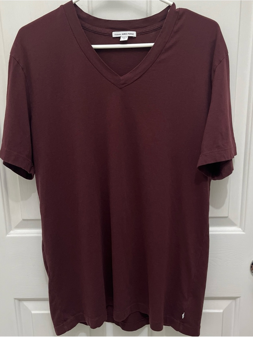 James Perse Short-Sleeve V-Neck Tee in Deep Burgundy Size 3/L